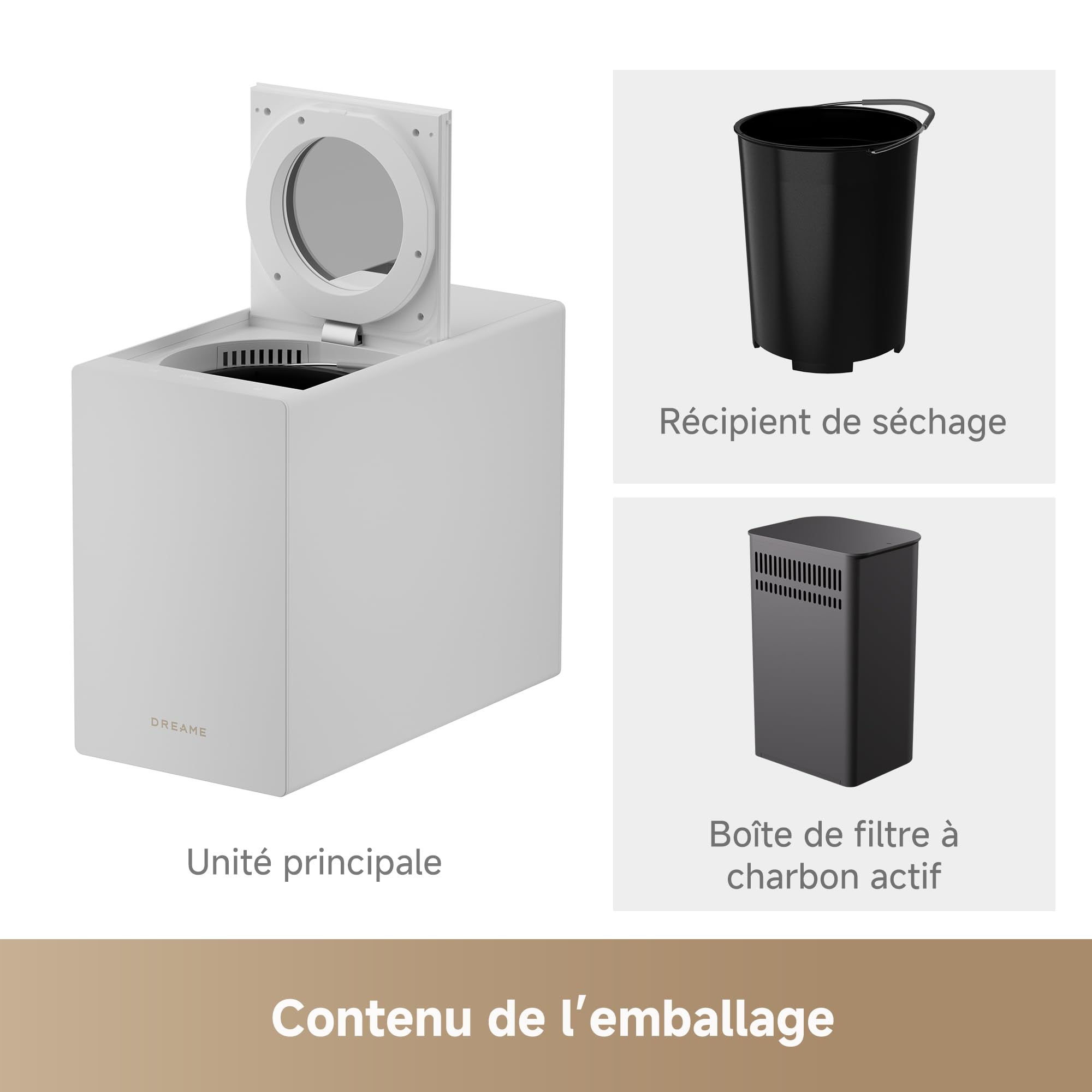 DREAME SF25 WiFi Broyeur de déchets alimentaires, Contrôle via application, Système triple lame, Filtre à charbon lavable, Anti-odeurs, Capacité 2,5 l, Nettoyage auto haute temp., Compact, Silencieux