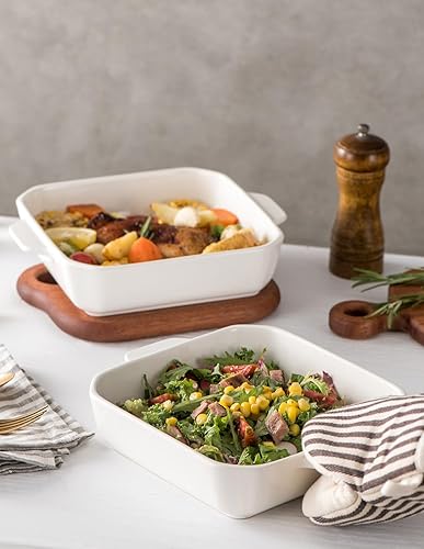 Miniatura 3 de Onniyor Platos de cerámica para hornear, bandejas cuadradas con asas, sartenes para lasaña profundas, sartenes para brownie para cocinar, cazuelas,