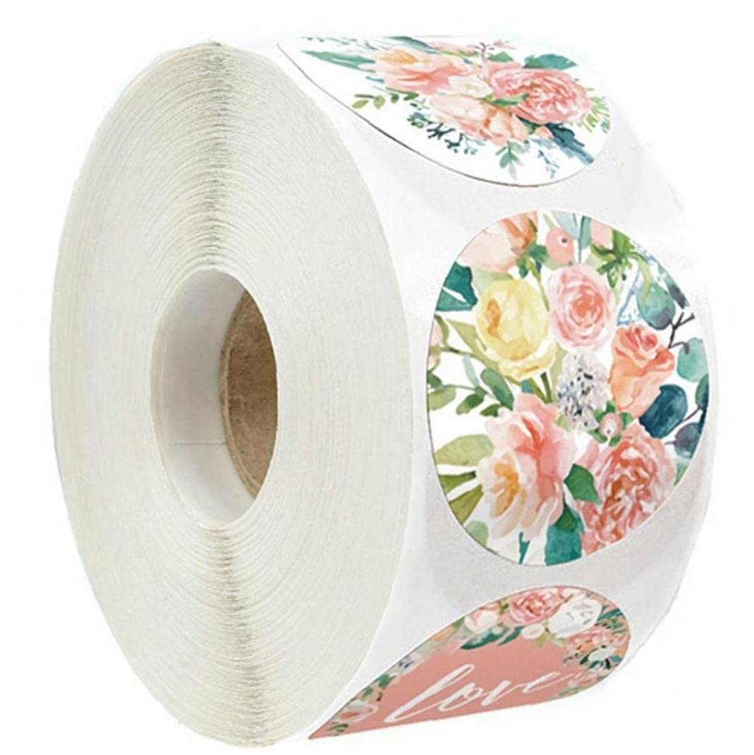 Zonster 500Pcs Cute Flower Stickers Rolls Stickers Labels Gift Tags For Wedding Party Scrapbooking Envelopes Stickers,2.5Cm