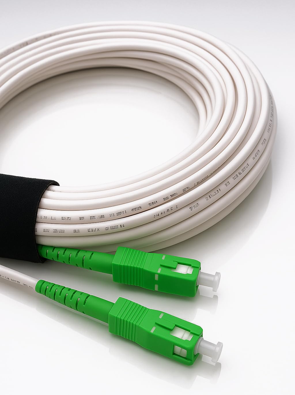 Elfcam® - 3 Metri Cavo Fibra Ottica SC/APC per SC/APC Simplex Monomodale 9/125μm LSZH, Bianco/Verde, 3 Meters