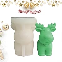 Vista 5 de Moldes de vela de Navidad 3D, moldes de jabón de silicona de ciervo para hacer velas, moldes de velas de ciervo Sika, decoración de pastel