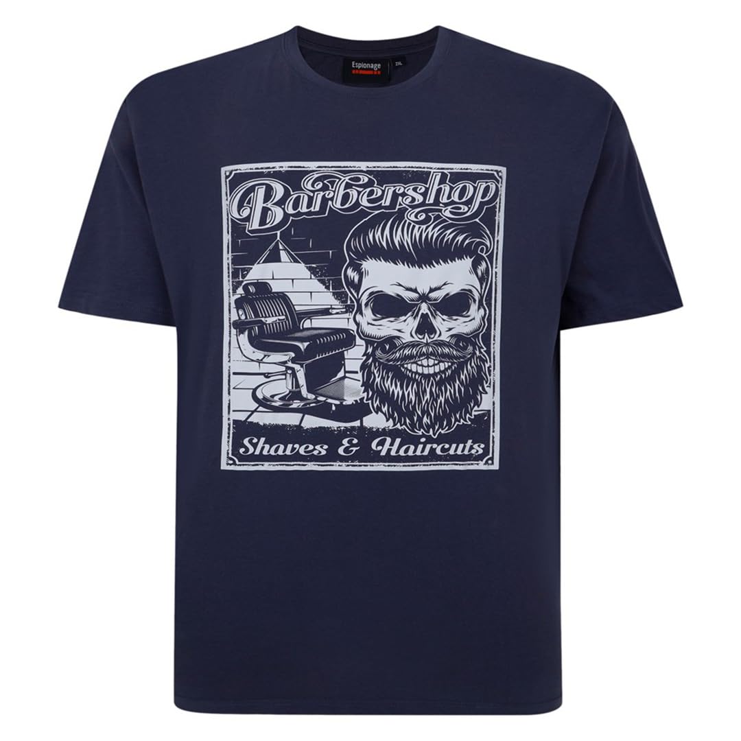 Espionage Men's Slate Barbers Shop Print T-Shirt For In 4XL