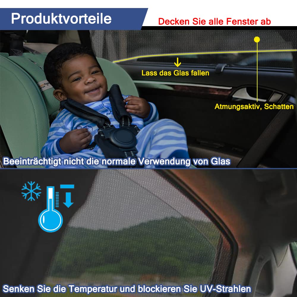 Set Di 2 Tendine Parasole Universali Per Finestrini Auto | Rete In Nylon Flessibile 60-140 Cm | Anti-UV E Protezione Privacy | Facili Da Montare