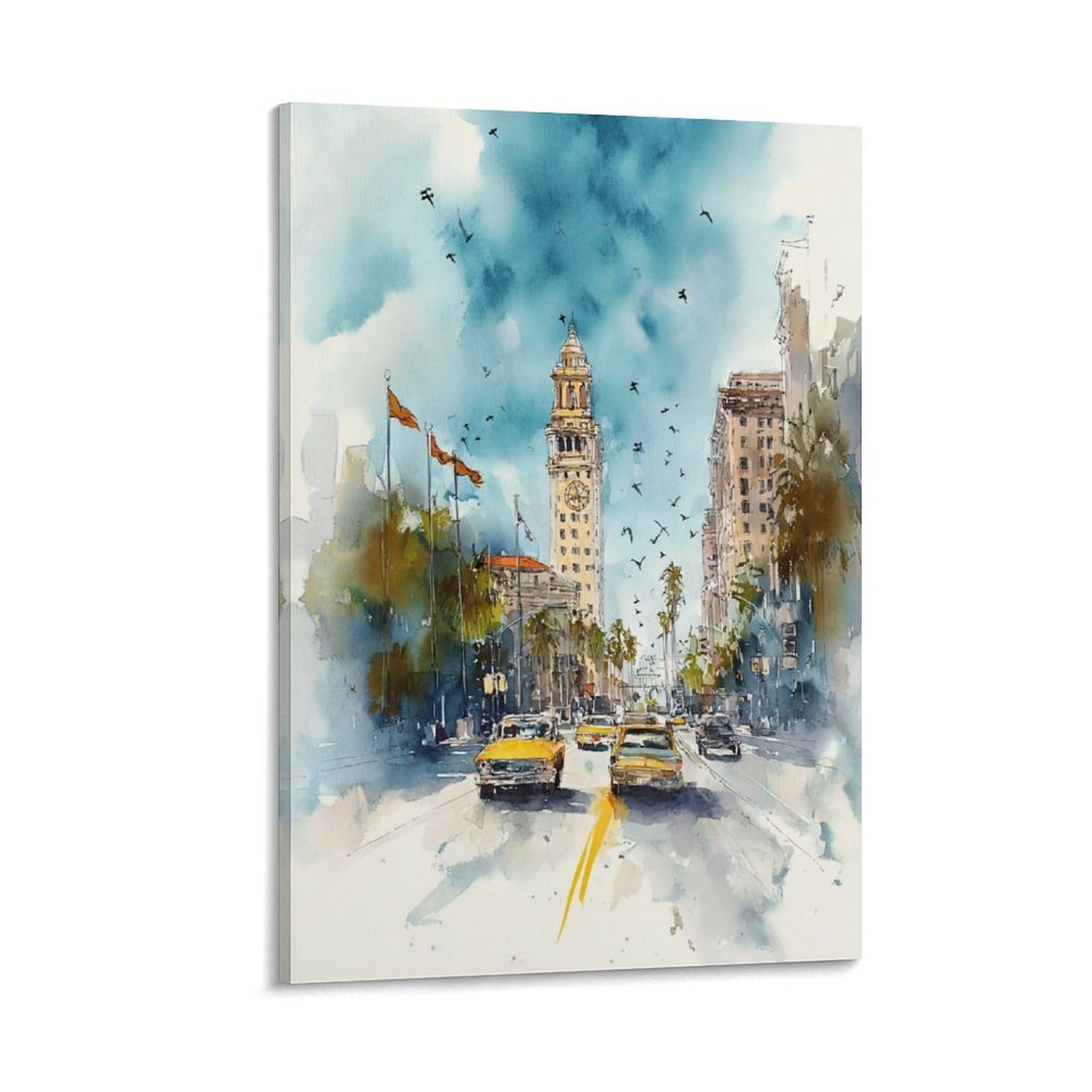LCYNNH Costa Rica Watercolor Print San José Cityscape Travel Posters 20x30inch(50x75cm) Print Home Bedroom Office Living Room Decor Canvas