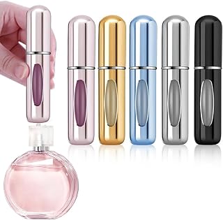 Refillable Perfume Atomizer Bottle, 5Pcs Portable 5ml Mini Refillable Perfume Spray Scent Pump Case Perfume Dispenser Pump Transfer Tool for Travel