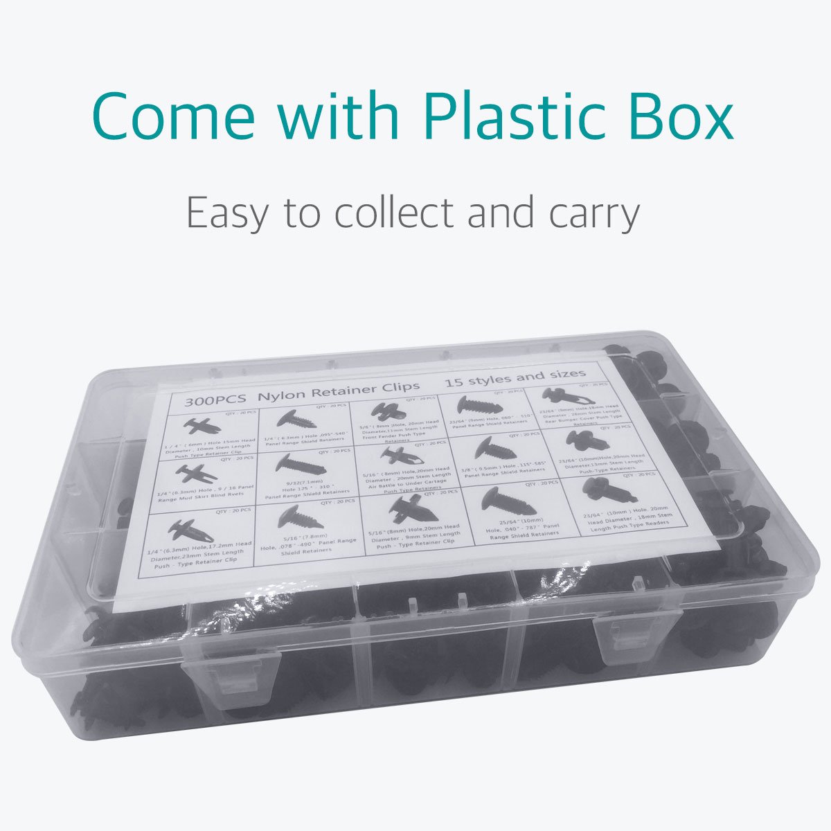 Lantee Car Clips - 300 Push-Type Auto Retainer Fasteners Set for Honda, Acura, Isuzu, Nissan, GM, Ford, Chrysler, Mitsubishi