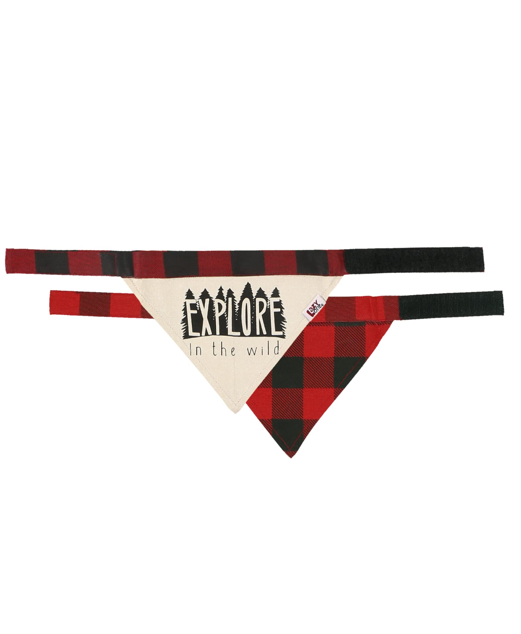 Lazy One Dog Bandana, Reversible Cotton Bandanas for All Dog Sizes, Plaid (Explore in The Wild, Small)