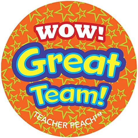 Teacher Stickers for Kids | 150 Pack | Teacher Peach Large Stickers for Grading | Wow Great Team