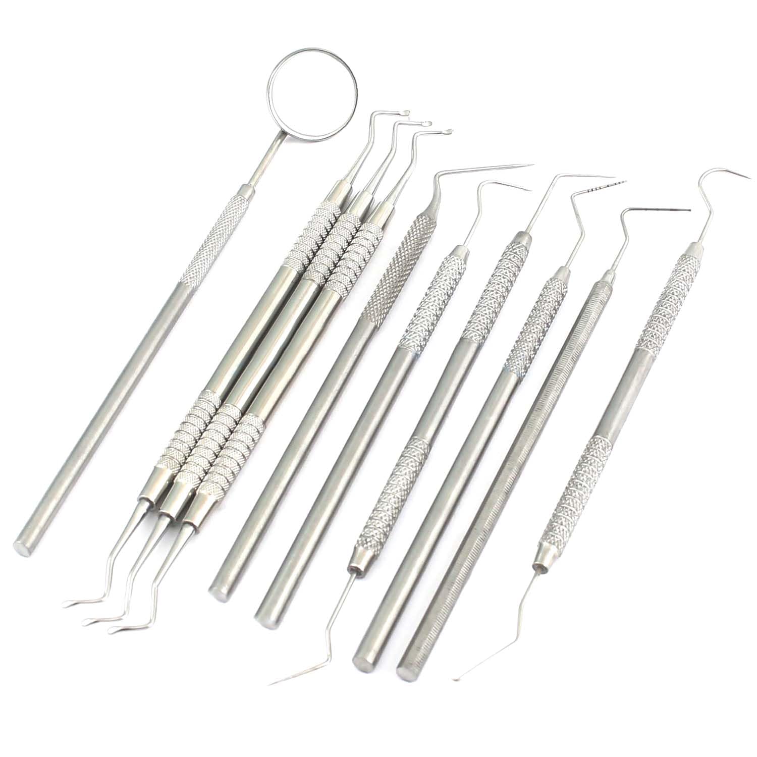 AAPROTOOLS 10 PCS Premium Dental Examination Set Explorers Probes EXCAVATORS SPREADERS Mirror A+ Quality