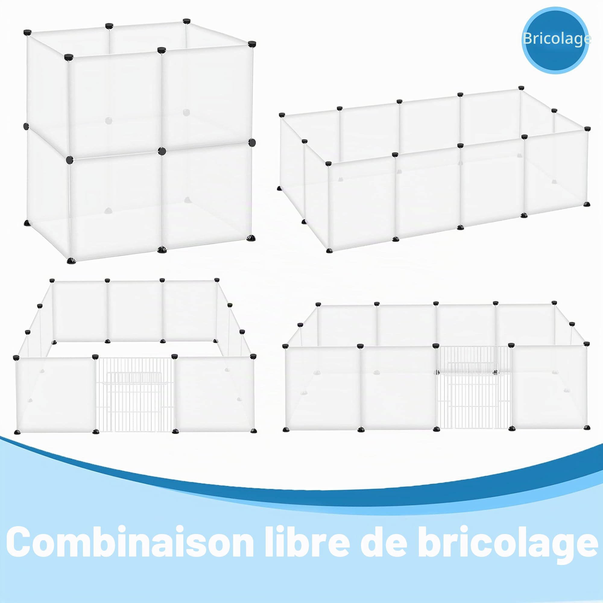 Enclos d'extérieur, Enclos pour petits animaux en grillage métallique pour lapins, chiots, chatons, hamsters, cochons d'Inde, rongeurs – Transparent, 145 x 75 x 48 cm