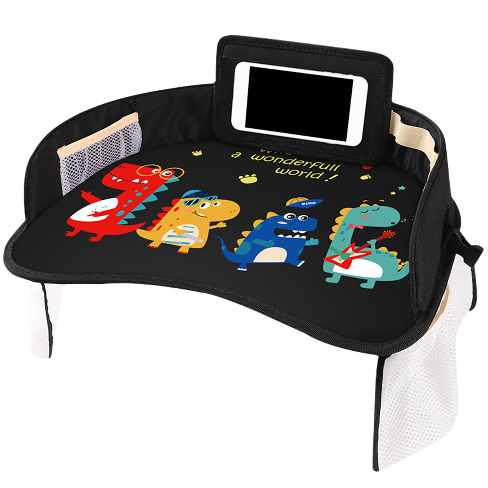 Bandeja de viaje para niños: mesa de actividades impermeable para asiento de coche, escritorio portátil con espacio para guardar juguetes | Soporte para refrigerios, superficie de dibujo para niños pe