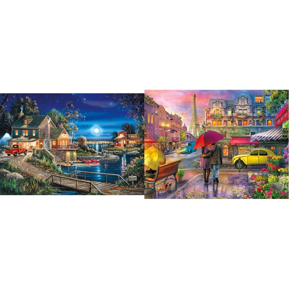 Photo 1 of Buffalo Games - Cities in Color - Raining in Paris - 750 Piece Jigsaw Puzzle Red, Green,yellow, 24"L X 18"W