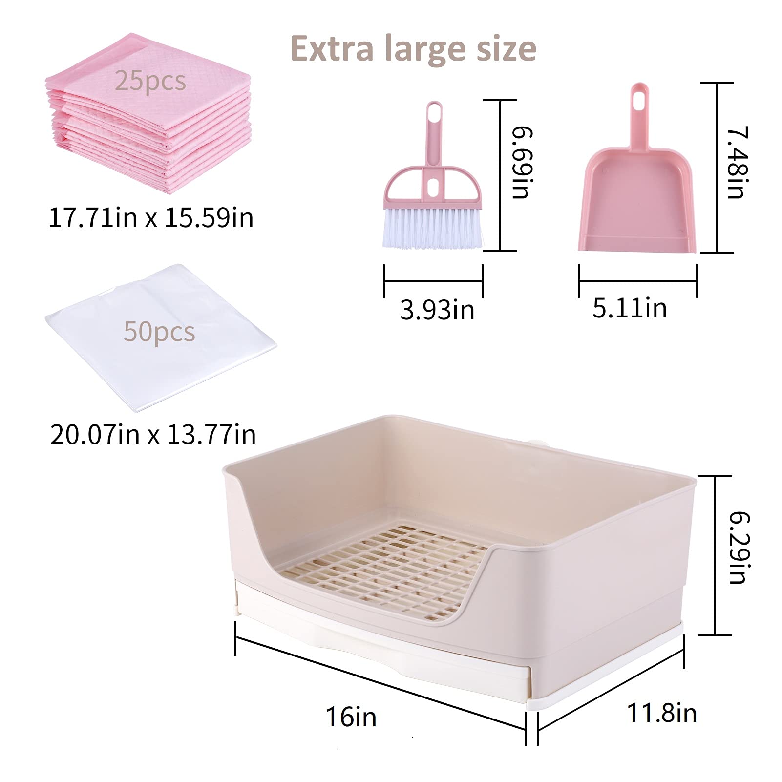 Bunny Litter Box 16" × 11.8" Bunny Toilet with Drawer + 50 Pet Toilet