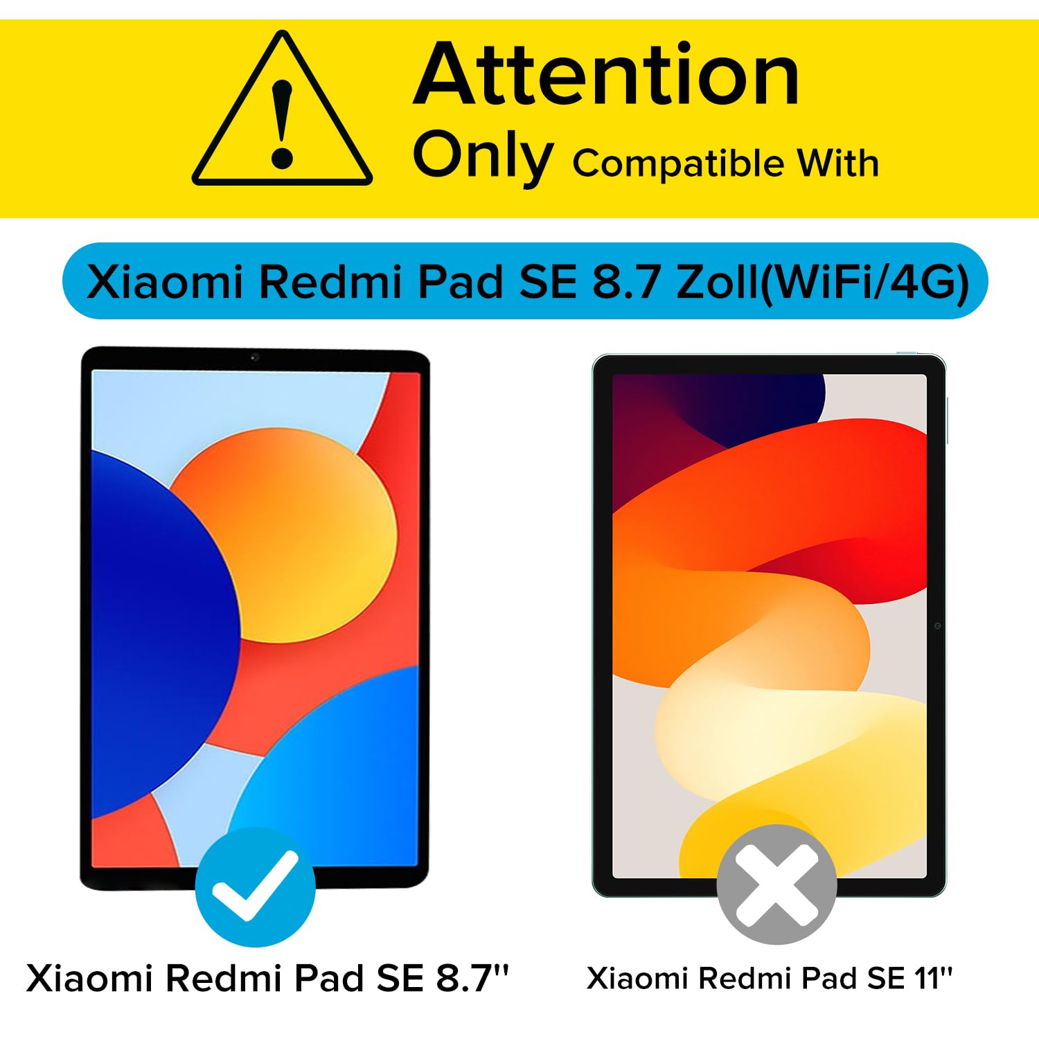 ivoler 2 Pack Screen Protector dla Xiaomi Redmi Pad SE 8,7 cala (WiFi / 4G) (nie dla Redmi Pad SE 11 cali), z 2 Pack Camera Protective Glass, twardość 9H, odporność na zarysowania, antypoślizgowość