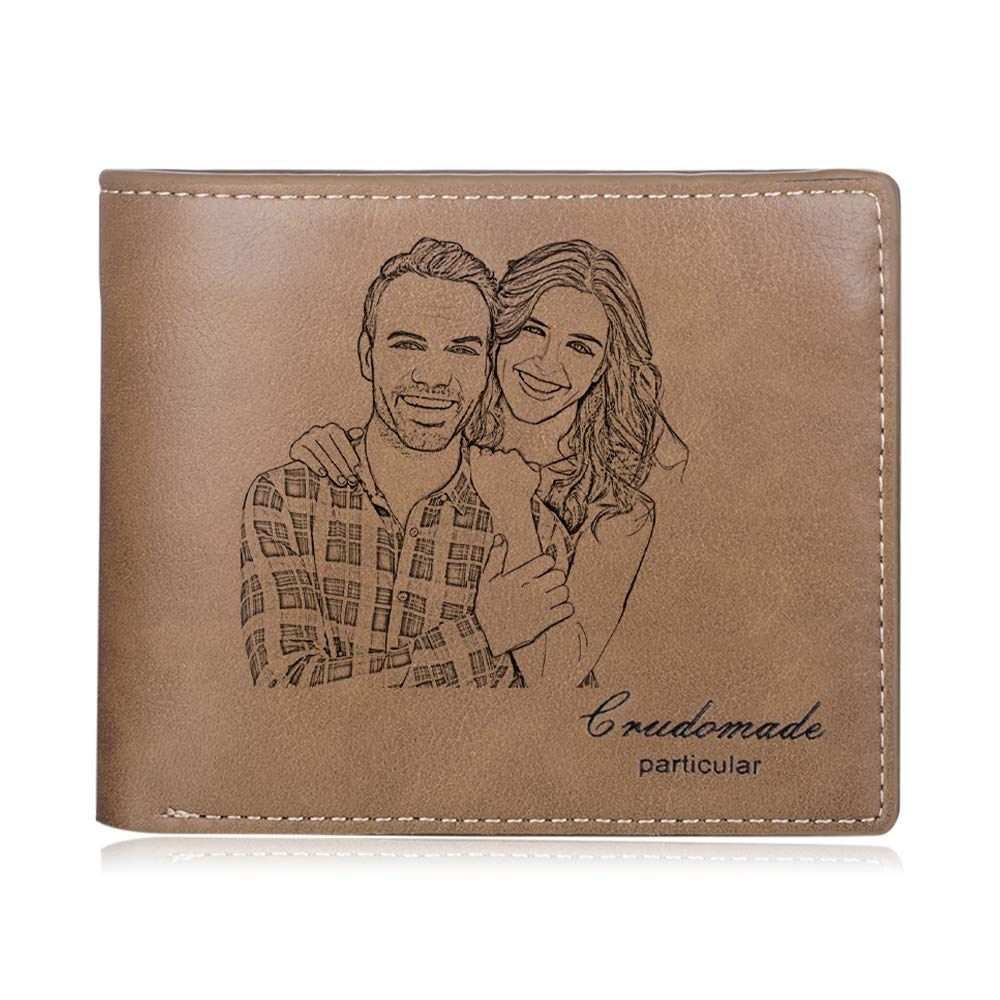 JewelPersonalized Photo Wallets Custom Leather Wallets for Men with Text Date Engraved Cards Wallet for Family Friend Son Gift for Valentine's Day Father's Day