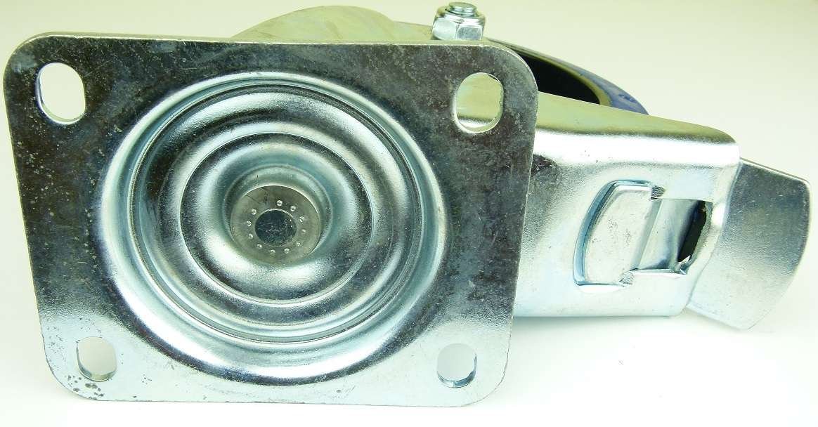 1 Satz 160mm Blue Wheels Lenkrollen mit Bremse/Feststellbremse + Bockrollen Transportrollen Blau 300kg / Rad - INDUSTRIEQALITÄT (2x Brems + 2x Bock)