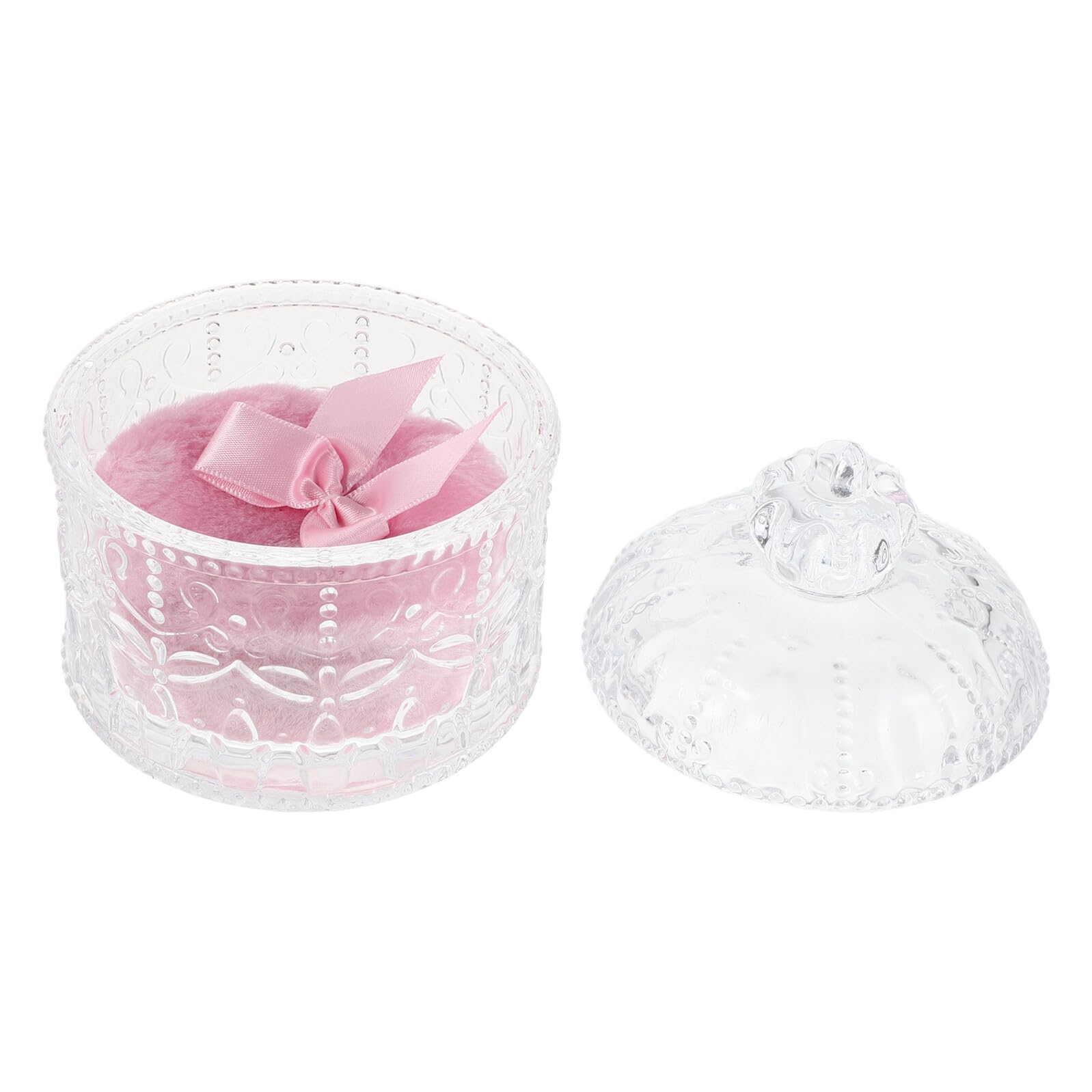 Homoyoyo Set 1 Spugna per Cipria Rosa Barattolo in Vetro e Materiale ad Alta Densità per Cipria in Polvere e Compatta, Applicatore Versatile per Viso, per Viaggio e Sostituzione