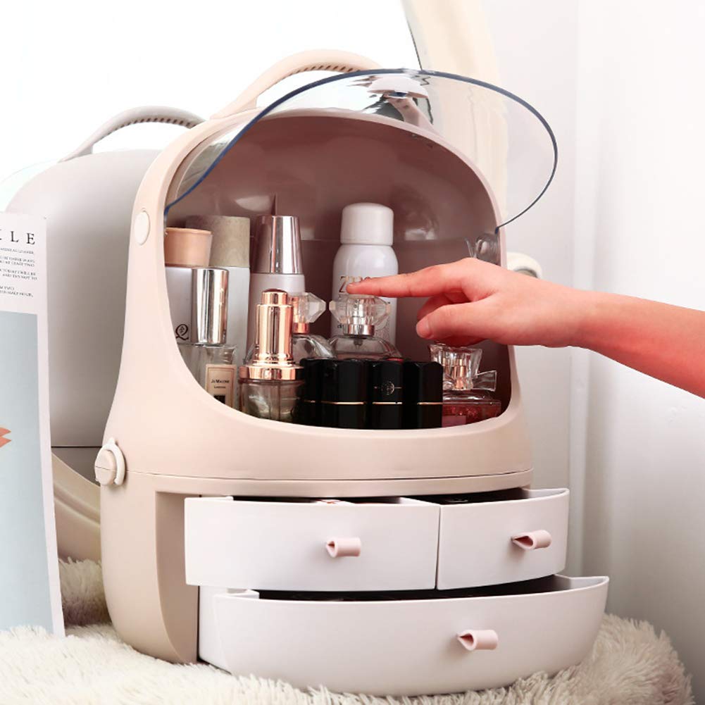 Beau Organisateur de Maquillage Présentoir Cosmétique Vanity de Grande Capacité pour Bijoux, Pinceaux de Maquillage, Rouges à Lèvres Hermétique