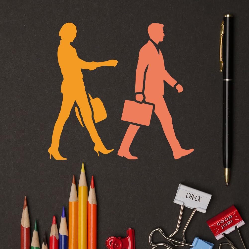 FINGERINSPIRE 8PCS Character Scene Silhouette Painting Stencils with Paint Brush 5.9x5.9inch Reusable Human Body Silhouette Drawing Template DIY Character Theme Template for Painting on Furniture