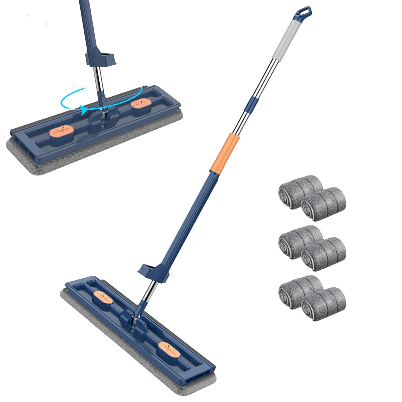 Serpillère plate sans essorage lavable pour élimination poils poussière