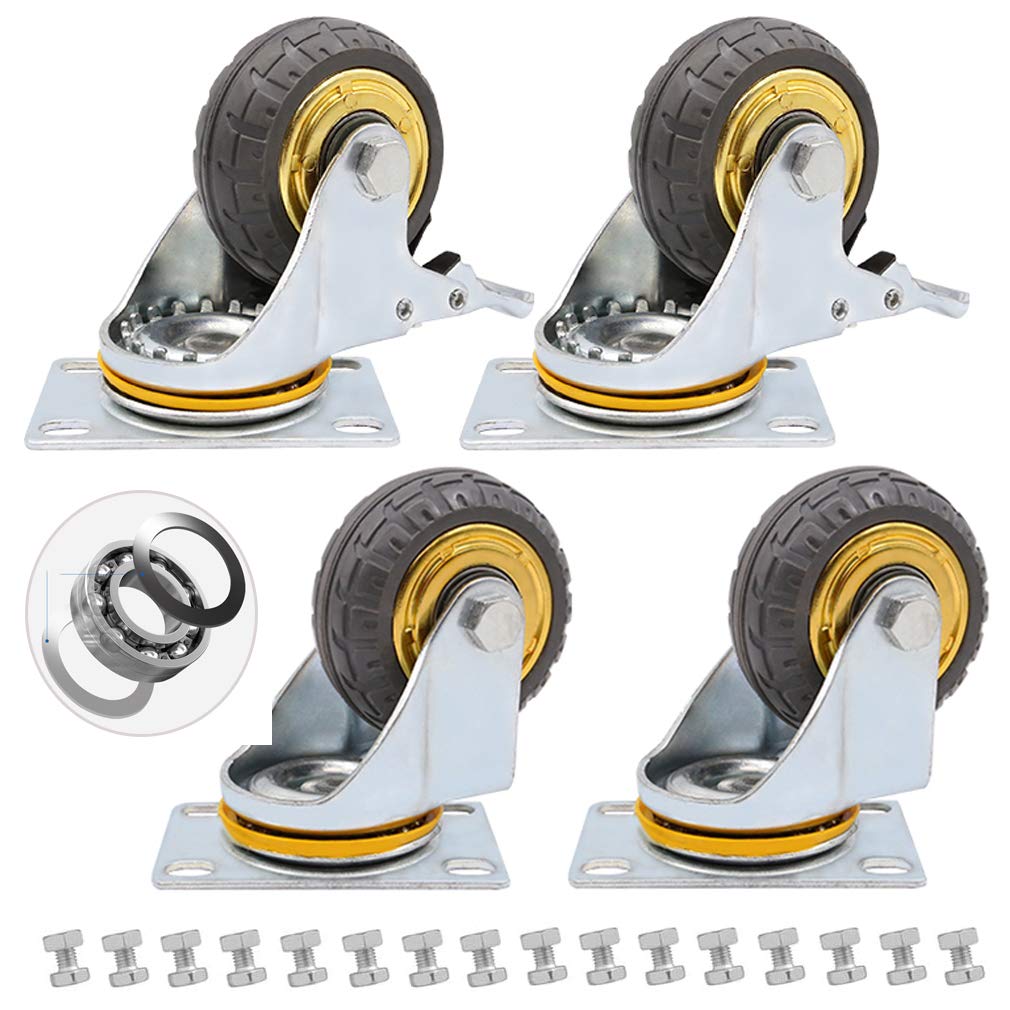 GBRJUYF Heavy Duty Lockable Swivel Casters with Brake - Industrial Furniture Wheels, High Load Capacity for Workbench, Durable & Easy Mobility