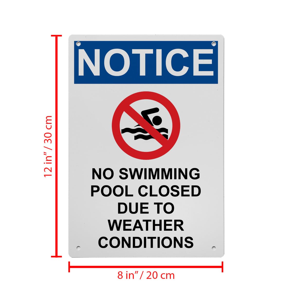 OSHA No Swimming Pool Closed Sign, 8.5 x 11 in