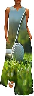 Vestido largo sin mangas para mujer, estilo campo, de golf, color verde