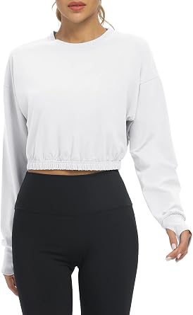 Bestisun Long Sleeve Workout Shirts Athletic Gym Yoga Crop Tops for Women