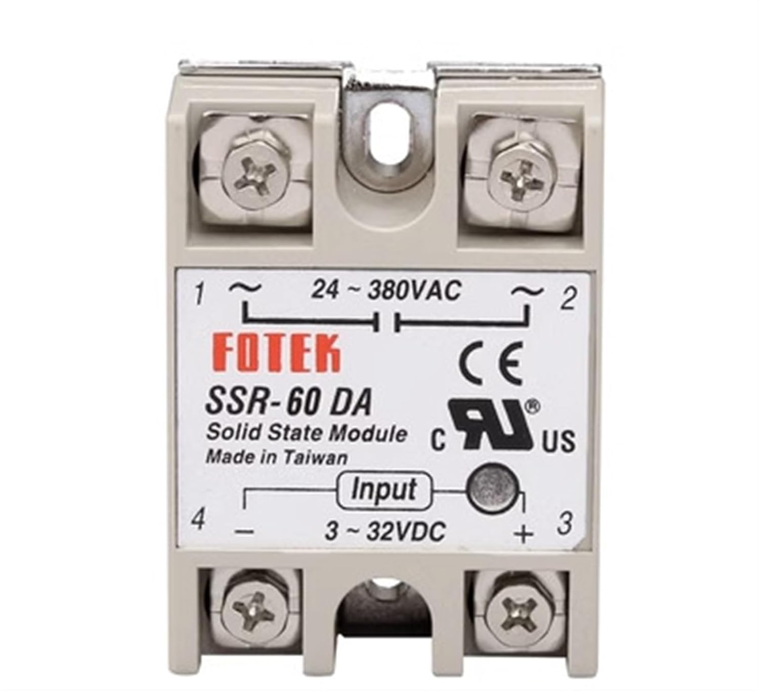 1pcs SSR-40DA 10DA 25DA 40DA 50DA 60DA 70DA 80DA 100DA Solid State Relay Module 3-32V Input 24-380VAC 10A-100A(SSR-100DA)