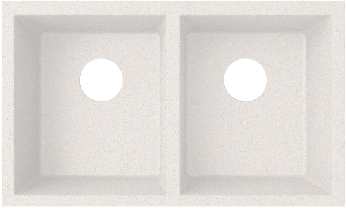 Swanstone QUSQ-3322.075 Undermount Double Bowl Sink, 32-Inch x 21-Inch, Bianca