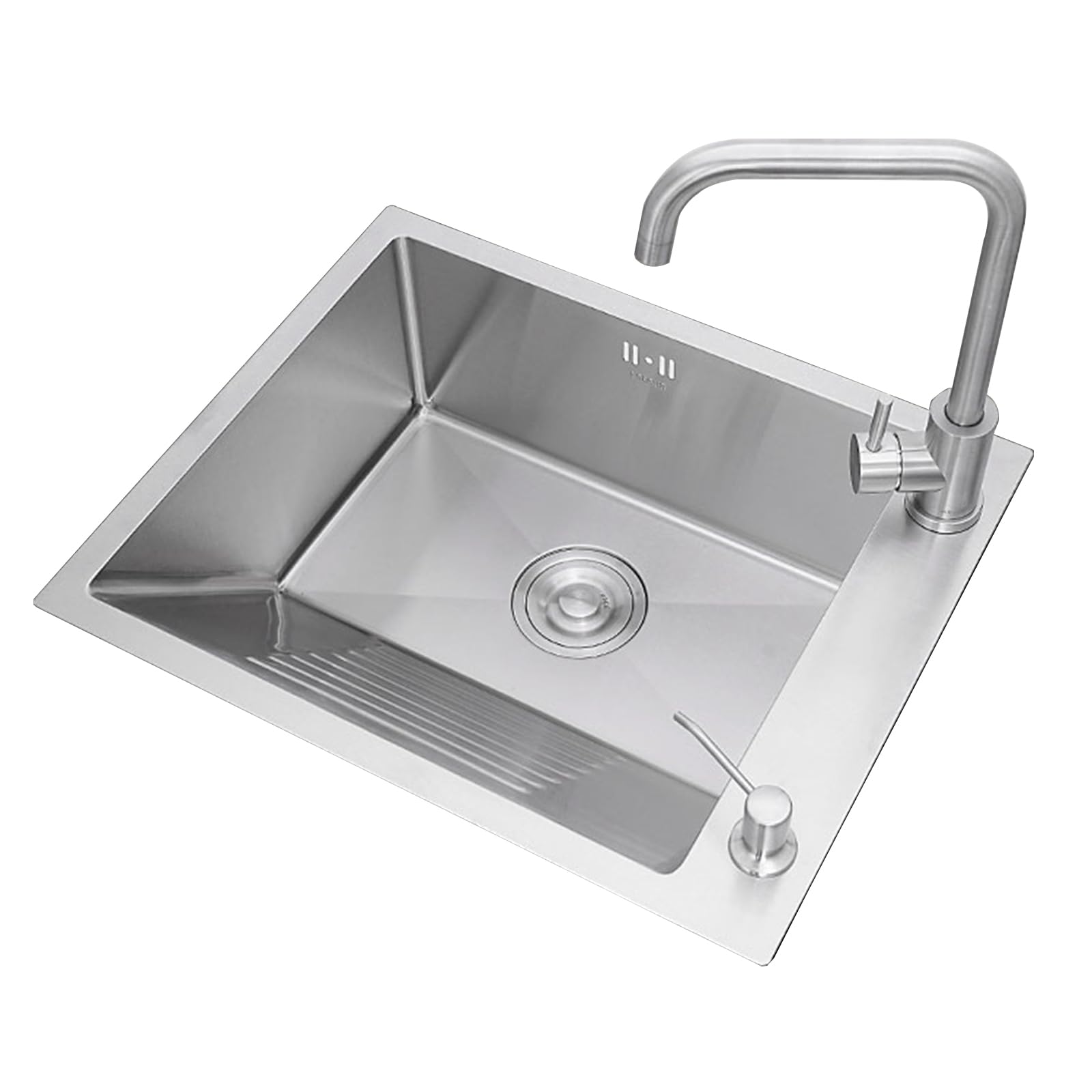TAXXII Utility Sink Laundry Tub, Slop Sinks for Washing Room, Basement, Garage Or Shop Prep & Hand Basin(60X45cm/23.6X17.7in,Right Faucet)