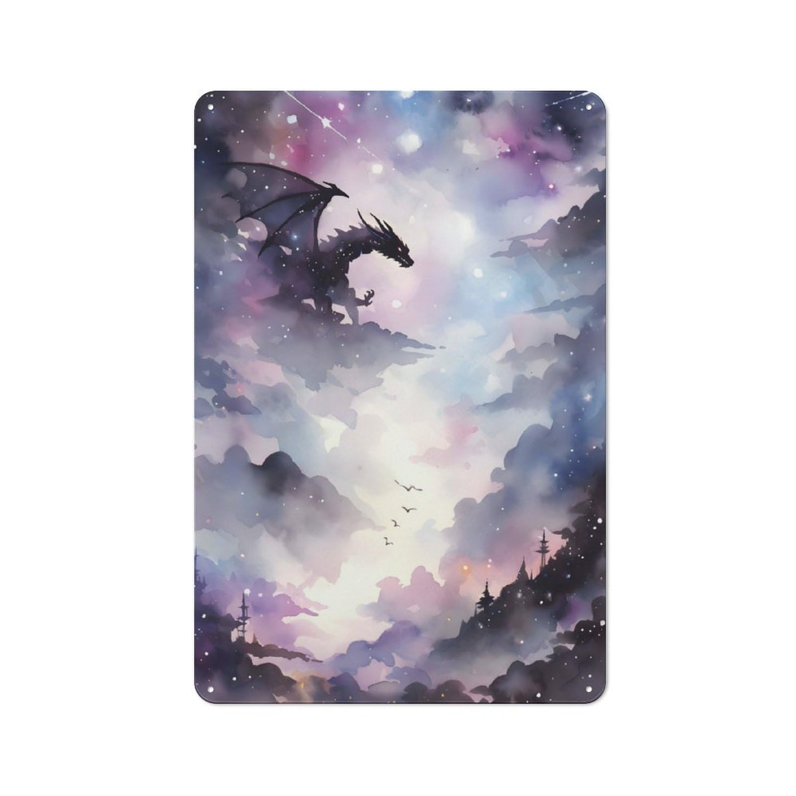 Junmoney Dragon In Mist Rustic Tin Sign 30X20cm Featuring For Garage Or Workshop, For Updating Garage And Workshop After Moving