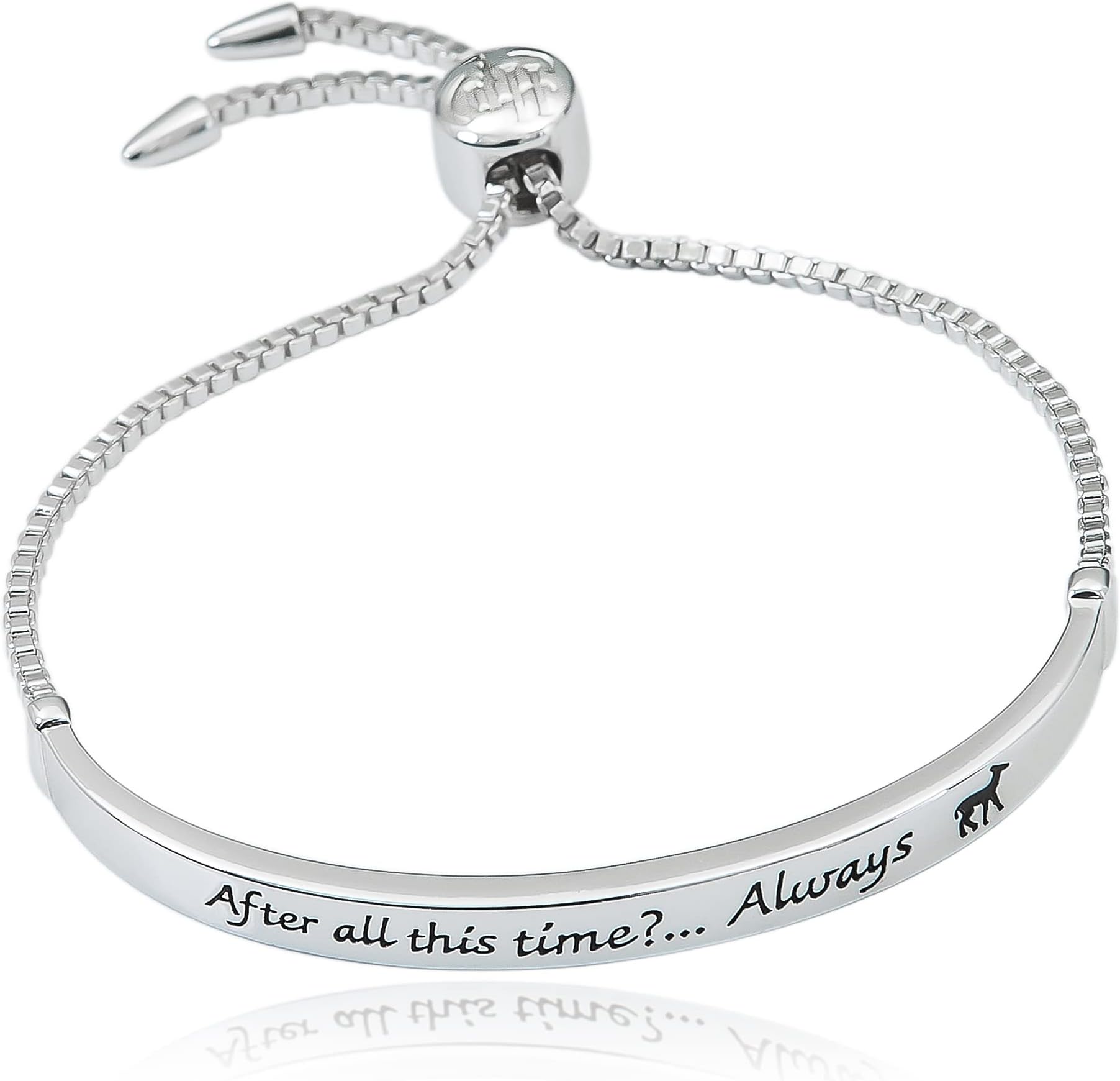 Snape's Love Always Bar Lariat Bracelet, Silver Plated, 8.5"