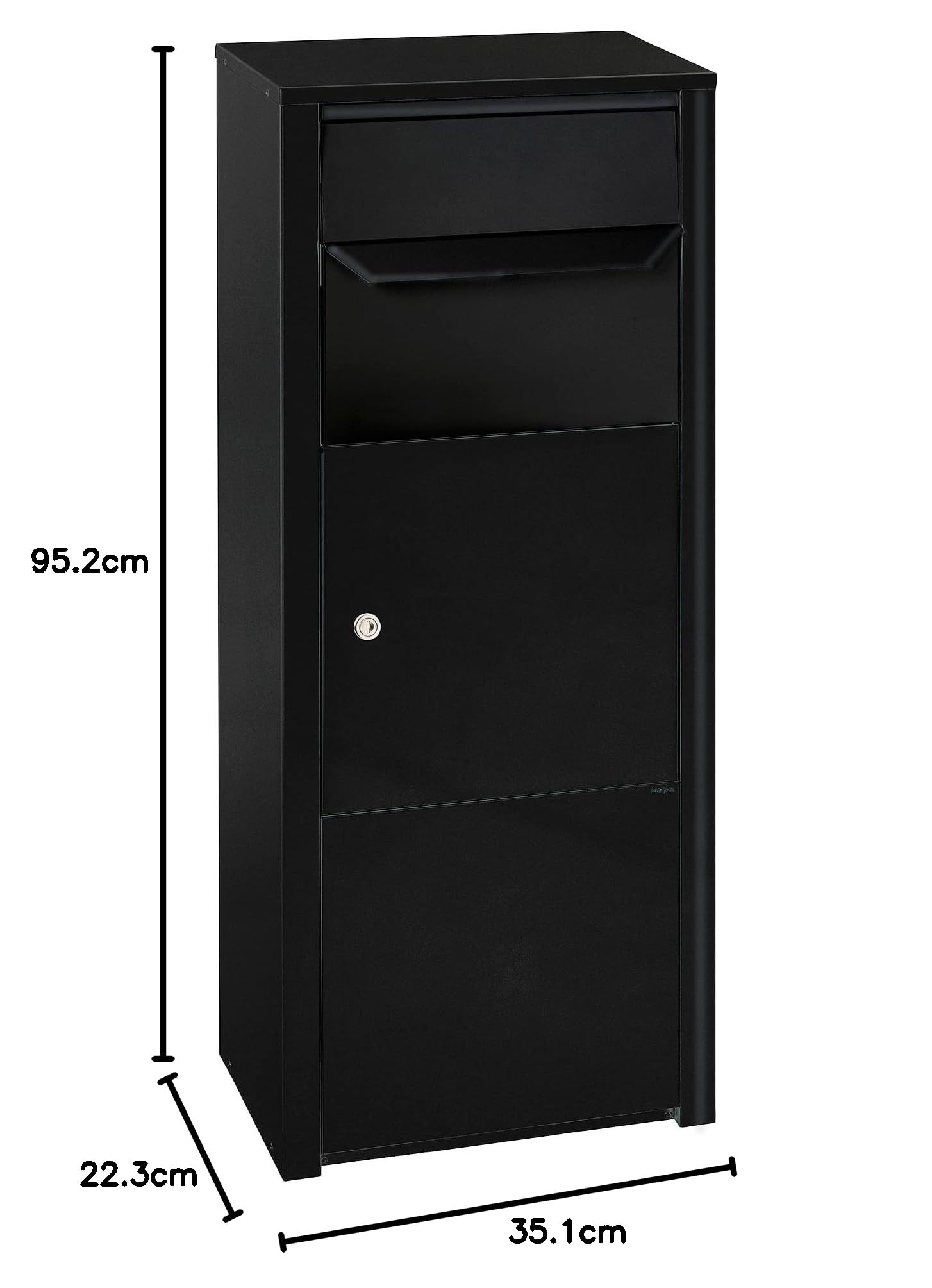 MEFA by Renz Rowan 471 Paketkasten – Sicherer Standbriefkasten in Tiefschwarz (RAL 9005) – Paketbriefkasten aus verzinktem Stahl – Wetterfest 471100M