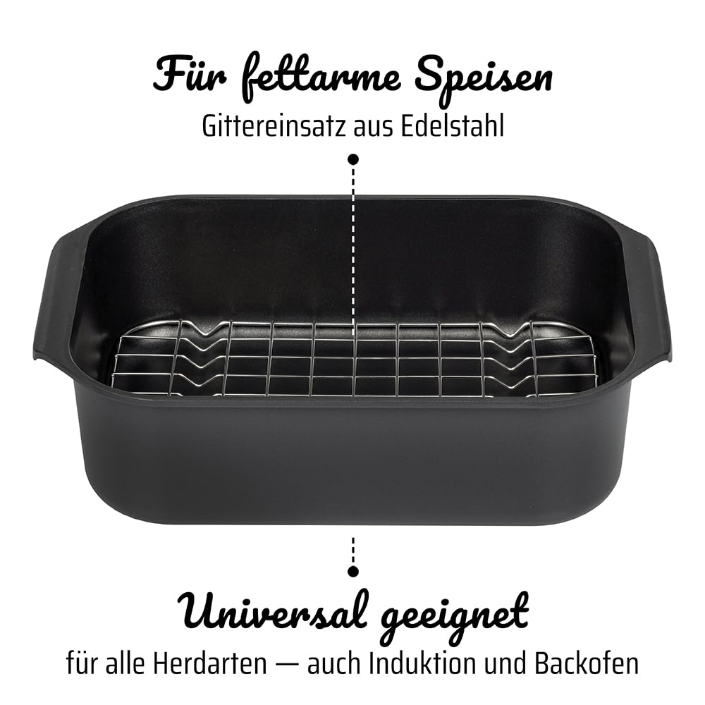 Gsw Rechteckbräter Gourmet mit Aroma-Glasdeckel und Grilleinsatz – Bild 4