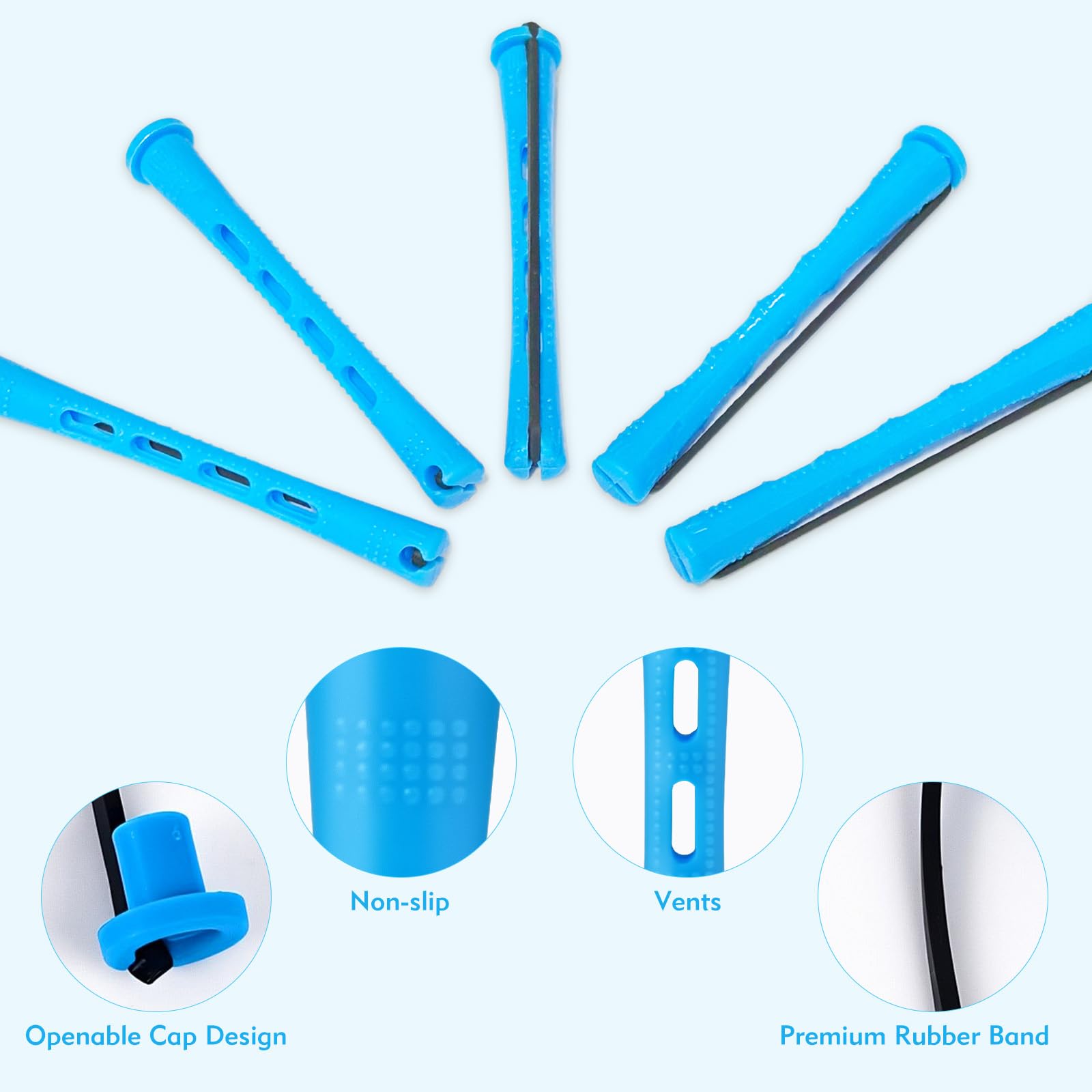 60PCS Perming Rods, Hair Rollers Suitable for Long Hair Short Hair, Adults and Children, Gentle, Easy (Blue) - Image 3