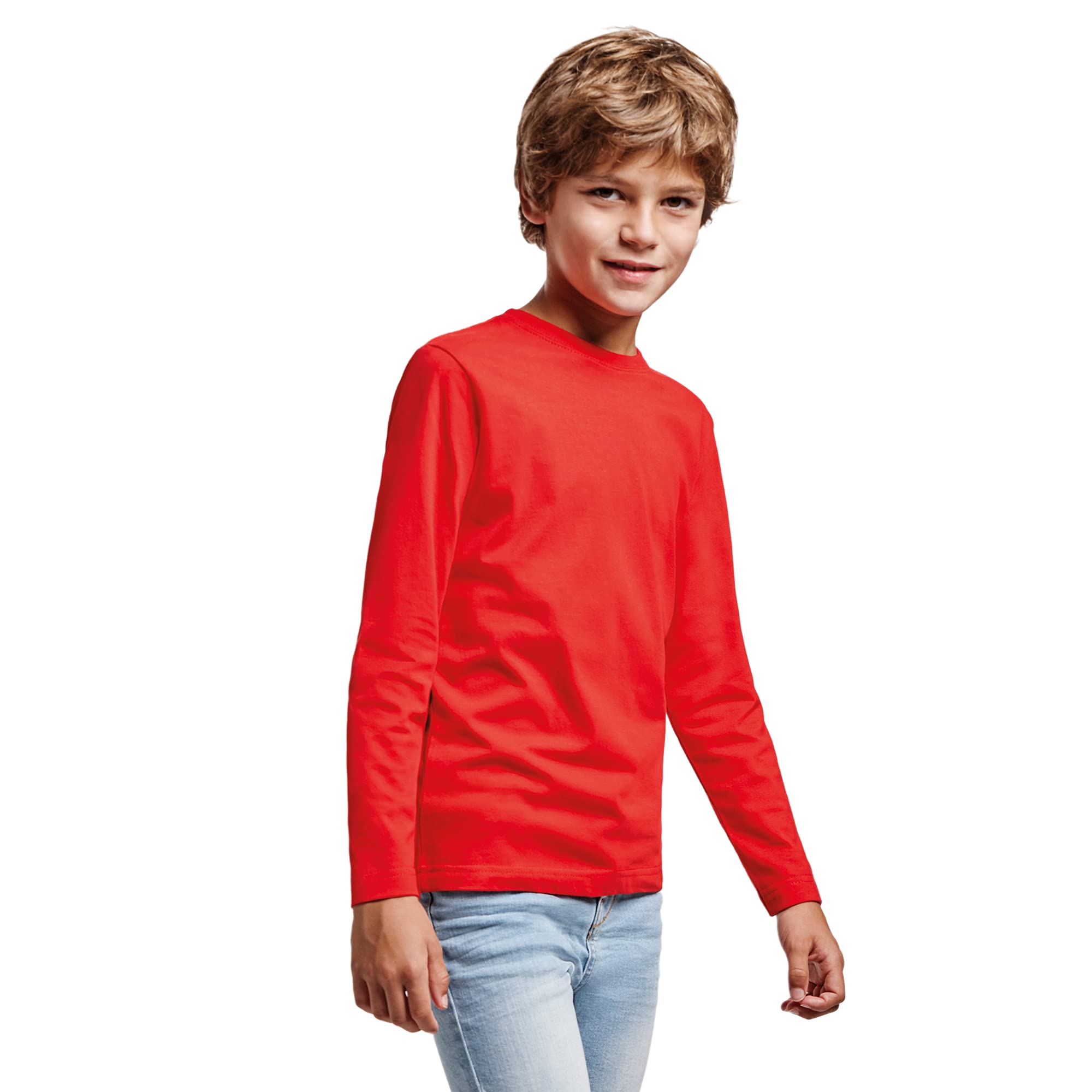 KINKIES Camiseta de Colores Manga Larga 100% Algodón para niño – Camiseta Cuello Redondo Doble Elastano, cómoda, Suave, Lisa y Elegante