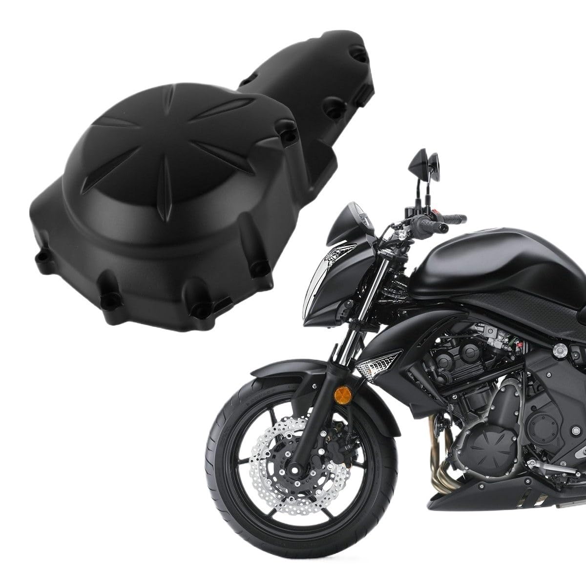 Cubierta del Motor de la Motocicleta Cubierta del cárter del estator del Motor para Motocicleta, para Kawasaki para Ninja 650R 2009-2011 2010, Aluminio Negro