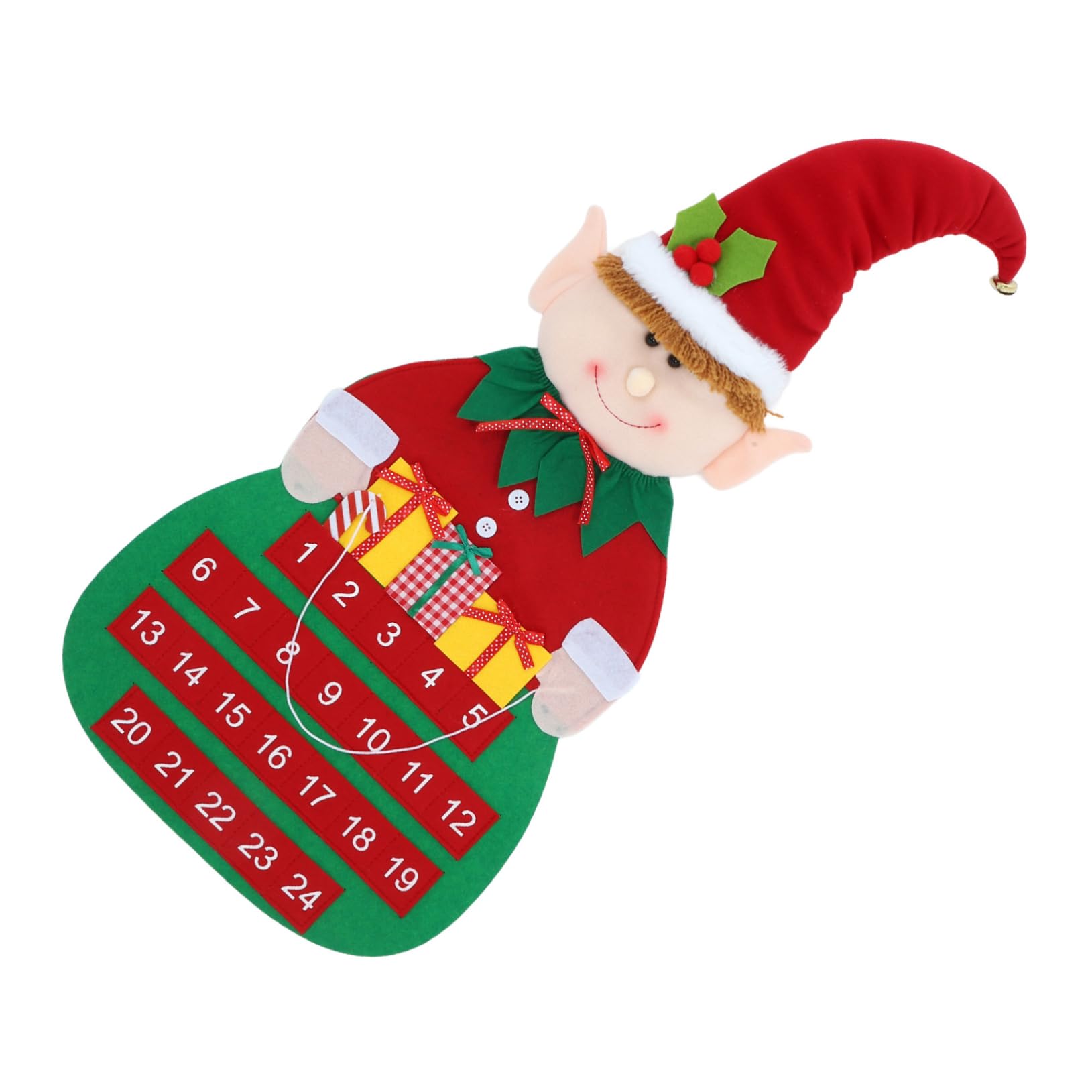 NUOBESTY Weihnachts Countdown Kalender aus Filz Adventskalender für Wand oder Tür mit Taschen zum Zählen der Tage Robust und Wiederverwendbar Einfache Anbringung für Weihnachtsdeko