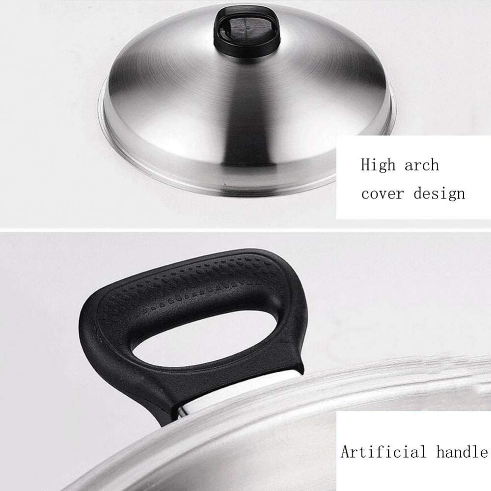 Friggitrici Padella in Ferro con Coperchio Pentole binaurali Pentola a induzione Pentola per frittura Multiuso - Padella in Acciaio Inossidabile 430 Wok,Un Colore - Acciaio Inossidabile 430