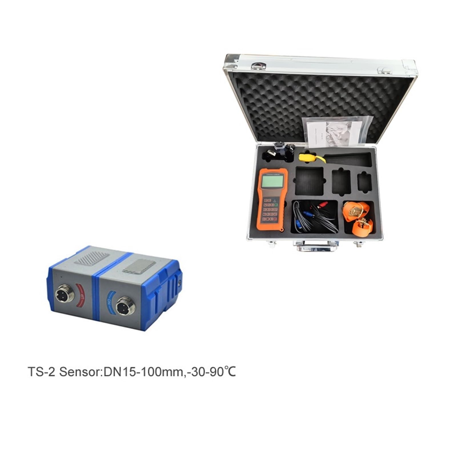 Medidor de flujo de agua ultrasónico digital de mano con sensor de abrazadera RS232, mediciones precisas para un uso fácil y precisión