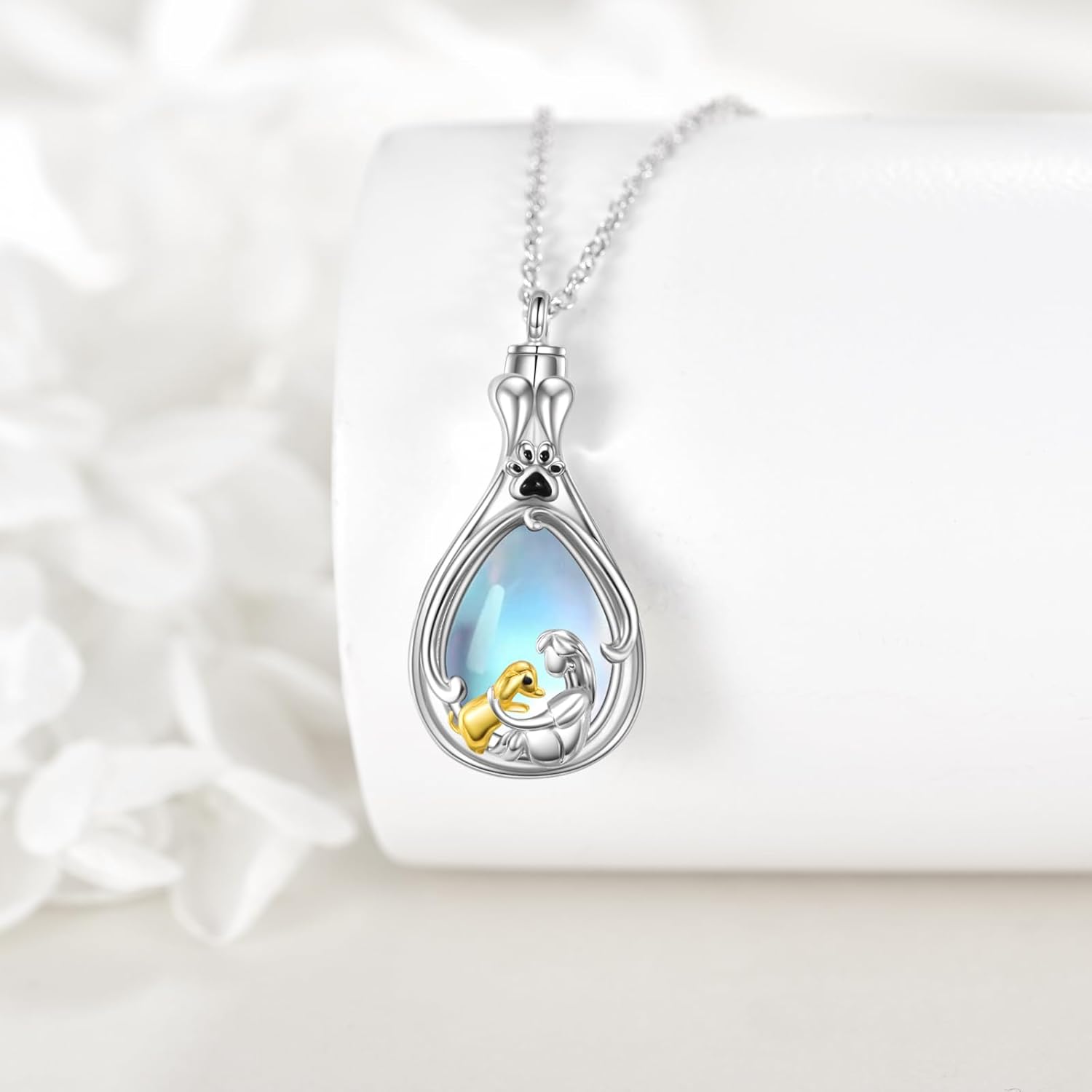 VONALA Dog/Turquoise Urn Necklace for Ashes Sterling Silver Memorial Pendant Jewelry for Women Men - Image 3