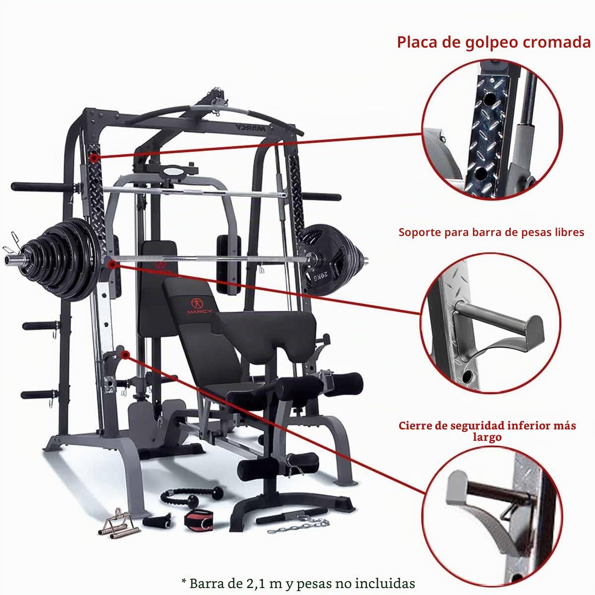 Marcy SM4000 Deluxe Smith Machine Gimnasio Completo en casa con Banco de Grado Comercial