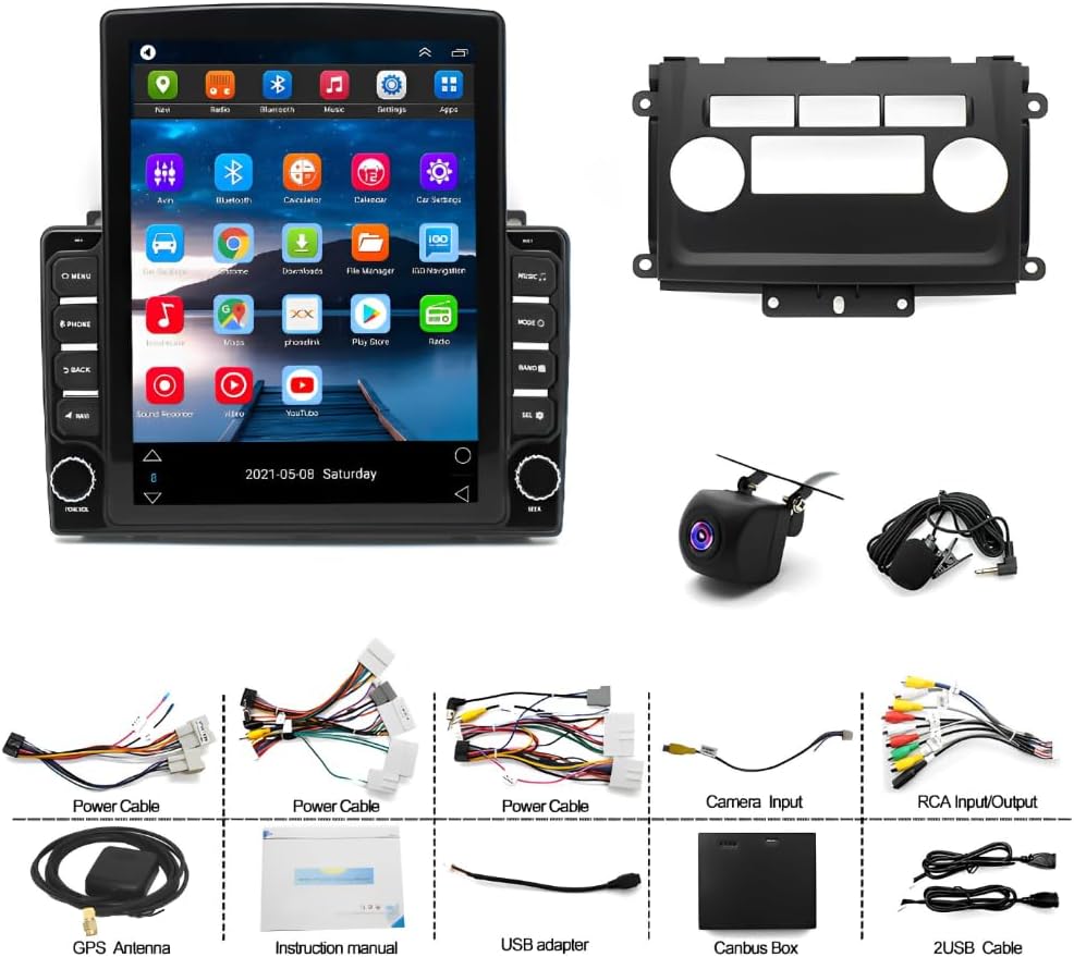 2G+64G Double Din Car Radio for Nissan Frontier/Xterra 2009-2014 with Wireless CarPlay and Android Auto, 9.7" Touchscreen Android 14 Car Stereo Head Unit with Bluetooth GPS WiFi FM SWC Backup Camera