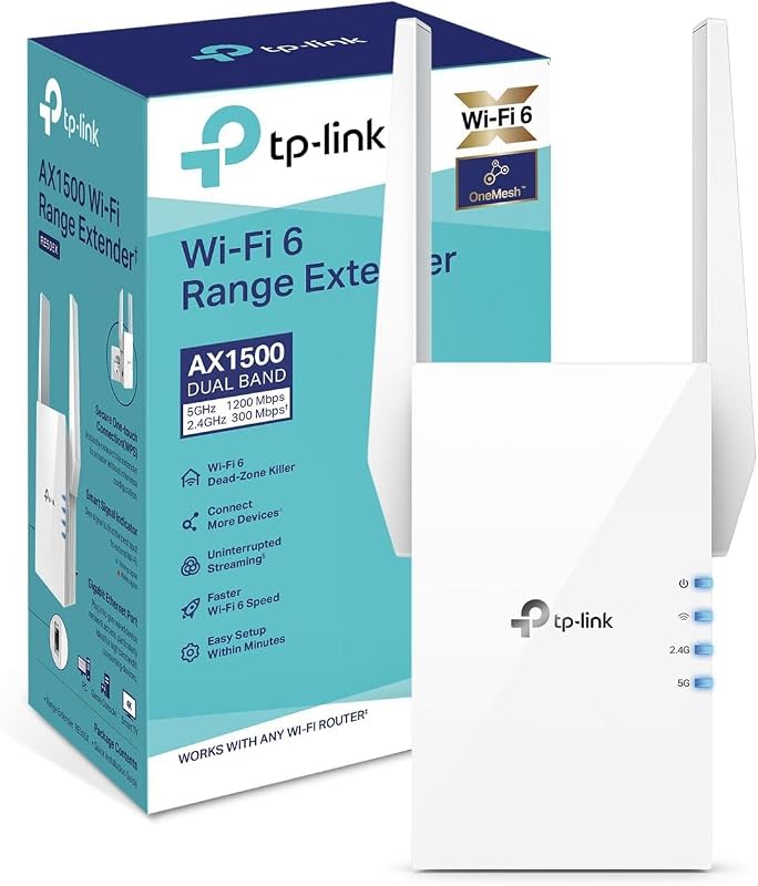 AX1500 WiFi 6 Extender, Up to 1500Mbps, Next-Gen Dual Band WiFi Booster, WiFi Repeater with Gigabit Port, Access Point Mode, 2 External Antennas, Easy Set-Up, OneMesh Compatiable(RE505X)