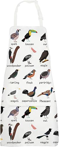 Miniatura 7 de G2TUP Delantales para pájaros con bolsillos, regalos para amantes de los pájaros, delantal de cocina, delantal con temática de pájaros, regalos para