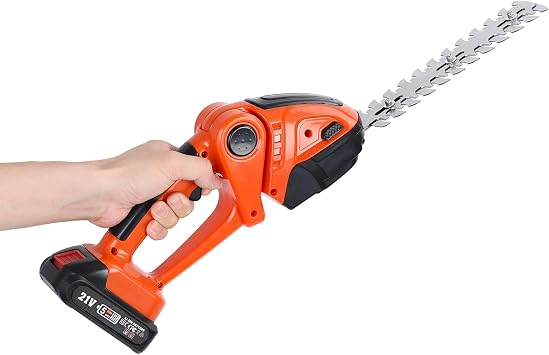 2 in 1 Handheld Hedge Trimmer Electric Hedge Trimmer, Hedge Trimmer Cordless, Handheld Electric Grass Trimmer with 2 Rechargeable Batteries and Charger 1Set