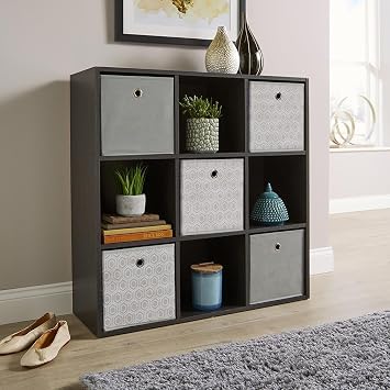 Home Source Storage 9 Shelf Cube Bookcase Wooden Display Unit, Black