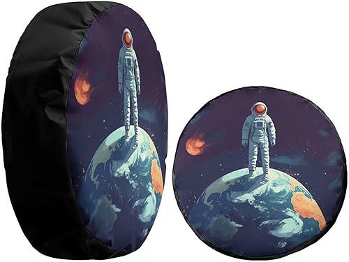 Miniatura 10 de Delerain Funda para neumático de repuesto con orificio de cámara de respaldo, cubierta de rueda de calabaza, cosecha de otoño, impermeable, a prueba