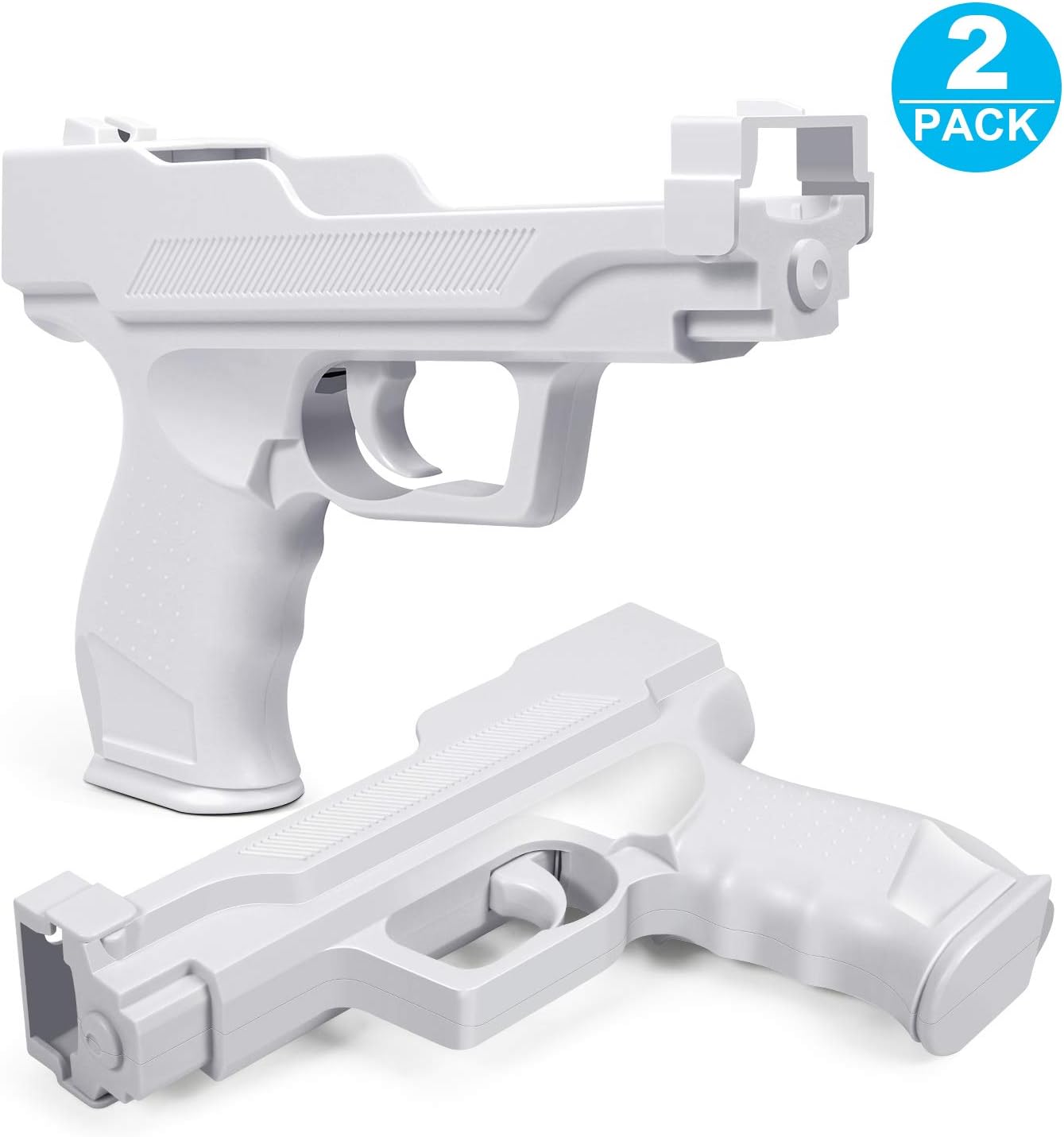 Motion Plus Gun Compatible with Nintendo Wii Controller + Wii Shooting Games (White,Set of 2)
